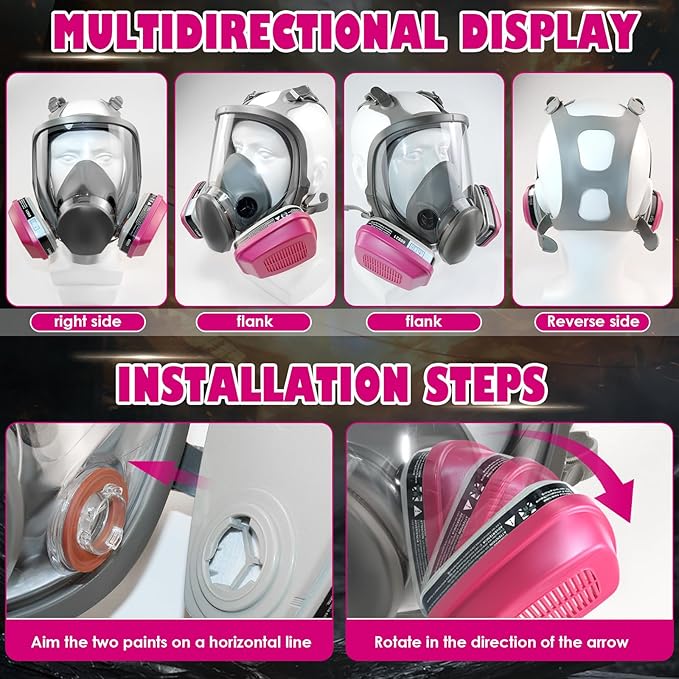 Full Face Respirator Mask - Gas Masks Survival Nuclear and Chemical for Asbestos,Paint and Chemical