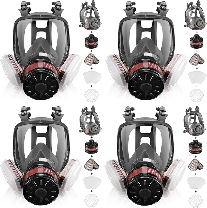 Gas Masks Survival Nuclear and Chemical - Reusable Full Face Respirator Gas Mask with Activated Carbon Filter