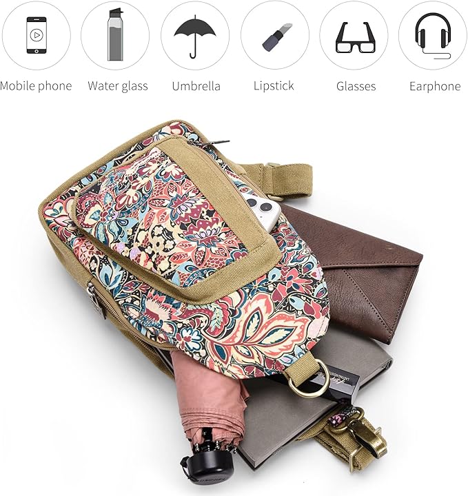 Black Butterfly Canvas Chest Bag, Small Chest Pack, Crossbody Bag for Travel, Inclined Shoulder Bag