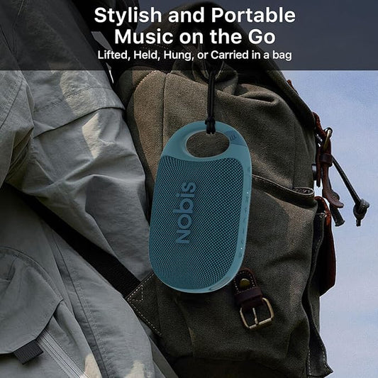 NOBIS Clip N1 Portable Bluetooth Speaker with App, Beat Mode, Up to 24H Playtime, IP68 Waterproof, BT 5.3, HD Sound, Stereo Pairing, Custom EQ, Perfect for Outdoor, Home and Adventure (Blue)