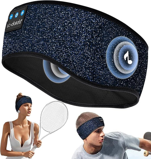 LC-dolida Headband Headphones Bluetooth 5.4 Headband, Sleep Headphones with Ultra-Thin HD Stereo Speaker, Sleep Headband Earphones Wireless for Workout Yoga Insomnia Running Meditation Gifts