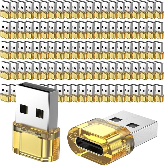 1000 Packs USB to USBC-C Yellow Adapters,TypeC Female to A Male Charger Converter Compatible with Apple Watch Ultra iWatch 8 7,iPhone 16 15Pro Max Plus,iPad 9 10 Air 5 Mini 6,Car, Galaxy S24