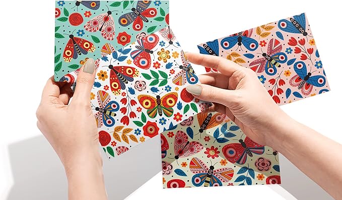 Twigs Paper - Assorted Cute Butterfly Greeting Cards - Stationery Cards with Envelopes - Thank You Card - Blank Note Cards - Greeting Cards for All Occasions - Made in USA (5.5 x 4.25, Set of 12)