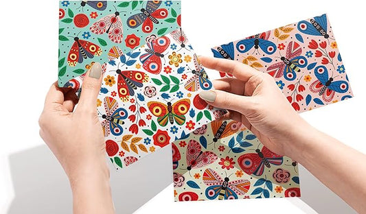 Twigs Paper - Assorted Cute Butterfly Greeting Cards - Stationery Cards with Envelopes - Thank You Card - Blank Note Cards - Greeting Cards for All Occasions - Made in USA (5.5 x 4.25, Set of 12)