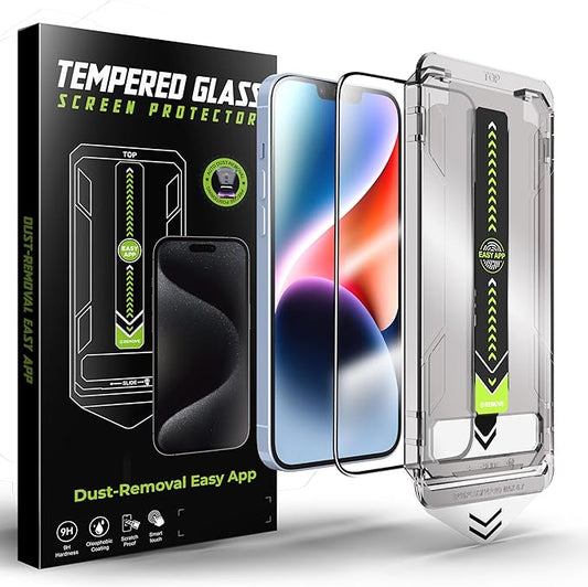 2 Pack tempered glass screen protector for iphone 13/13pro/14/16e， Tempered Glass Screen Protector，Protector de Pantalla, 9H Hardness, Bubble-Free, Easy Install Kit(iphone 13/13pro/14/16e)