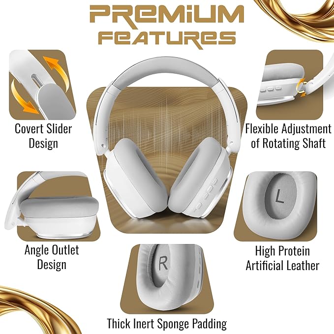 Wireless Over-Ear Headphones, Bluetooth 5.4, Active Noise Canceling ANC, 100H Battery, Foldable, Built-in Mic, Soft Earpads, Adjustable for Gym, Work, Travel, iOS/Android