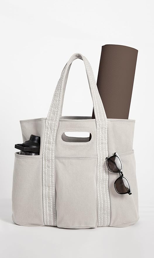 ODODOS 29L Oversized Canvas Tote Bag Large Capacity Open Top Shoulder Bags for Gym Workout Shopping Beach Travel