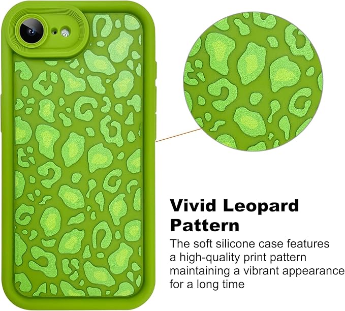 KANGHAR Case for iPhone 16e Leopard Printed Pattern Cute Cheetah Phone Case Soft TPU Shockproof Protective Cover for iPhone 16e 6.1 Inch Green