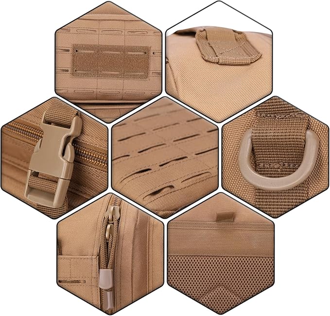 40L Tactical Backpack, Camouflage Military Bug Out Bag, Durable MOLLE Hiking Camping Gear (TAN)