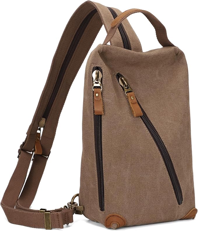 KL928 Canvas Sling Bag crossbody Bags Small Backpack Pack Travel Purse convertible purses for Women Men