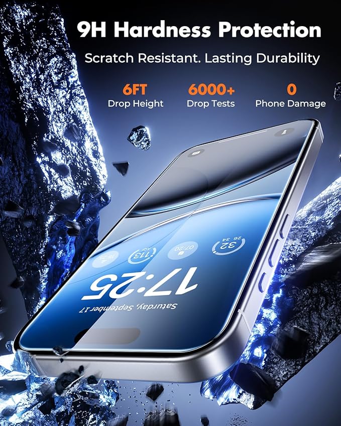 UNBREAKcable 4-Pack Screen Protector for iPhone 17 Pro, Double Shatterproof Tempered Glass [Easy Installation Frame] [9H Hardness] [99.99% HD Clear] [Case Friendly] for iPhone 6.3 inch
