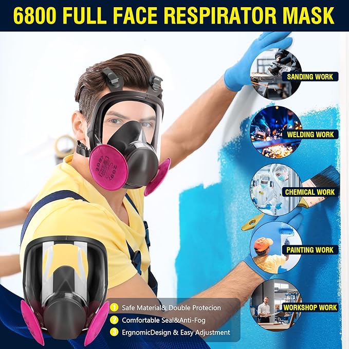 Gas Masks Survival Nuclear and Chemical, Full Face Gas Mask with Activated Carbon Filter