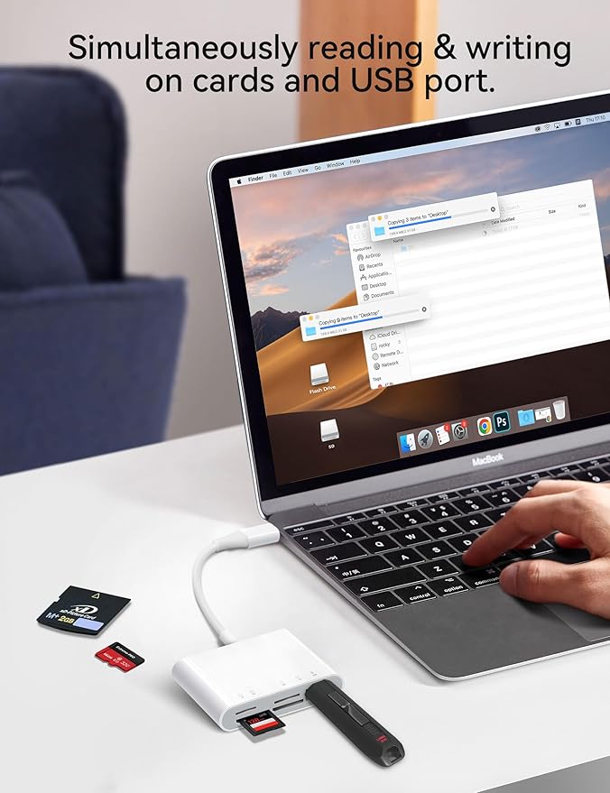 USB C SD Card Reader, 5 in 1 USB-C to Memory Card Adapter with SD MicroSD MS Memory Stick XD Picture Slots & USB Female Port Compatible with iPhone 15 iPad Mac MacBook Pro/Air/Mini Laptop