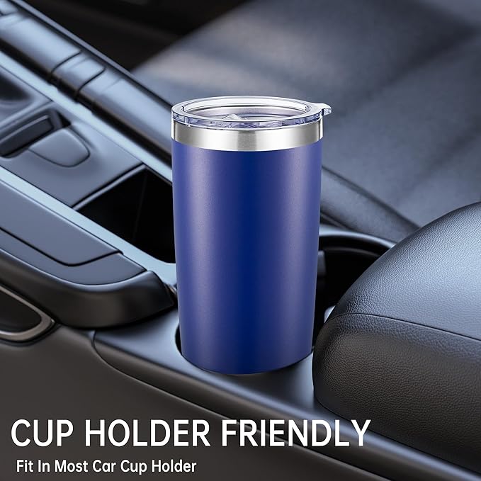 20 oz Tumbler Stainless Steel Tumblers with Lid Double Wall Vacuum Insulated Coffee Mug 20oz Powder Coated Cup for Hot and Cold Drinks, Blue, 1 pack
