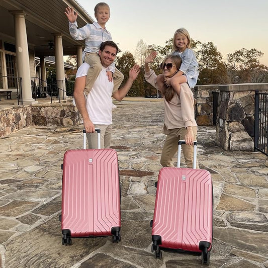 AnyZip Expandable Luggage, 24 Inch Hard Shell Checked Suitcase, Rolling Lightweight Travel Suitcases with Wheels TSA Lock (Pink)