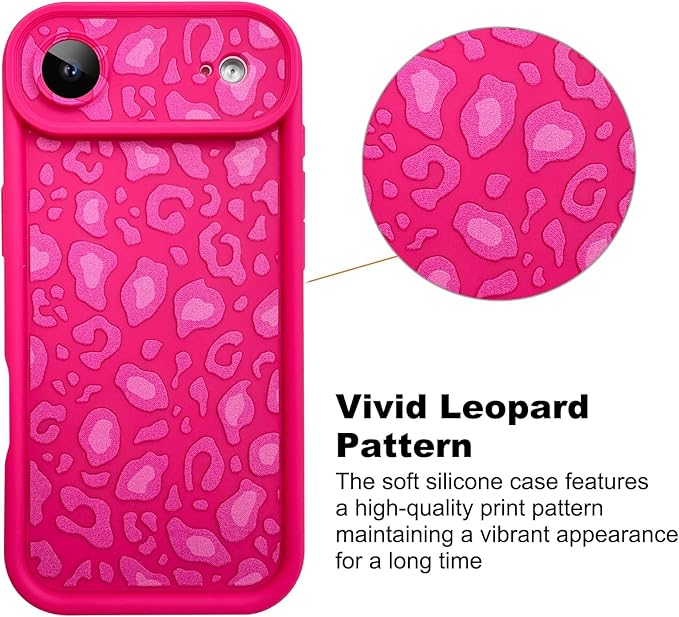 KANGHAR Case Compatible with iPhone Air Leopard Printed Pattern Cute Cheetah Phone Case Soft TPU Shockproof Protective Cover Designed for iPhone Air 6.5 Inch Hot Pink