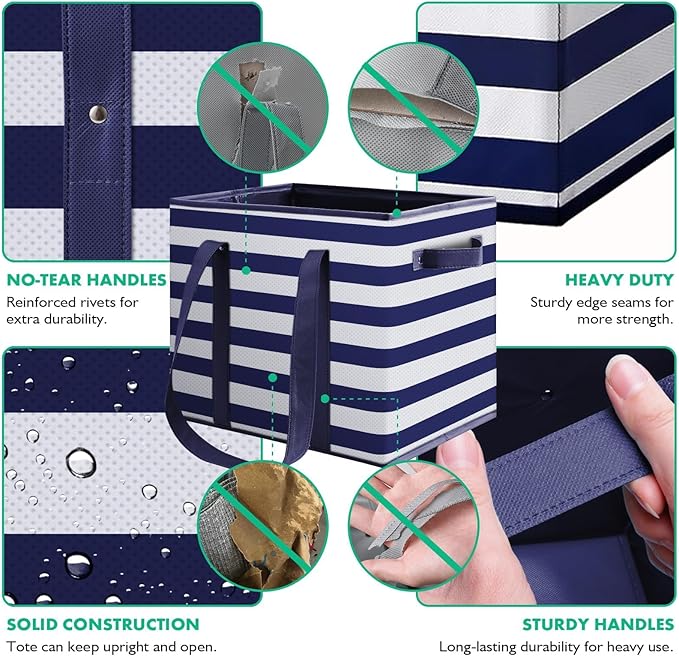 WISELIFE 6 Pack Reusable Grocery Bags Large Water Resistant Grocery Collapsible Heavy Duty Tote Bags for Shopping Picnic