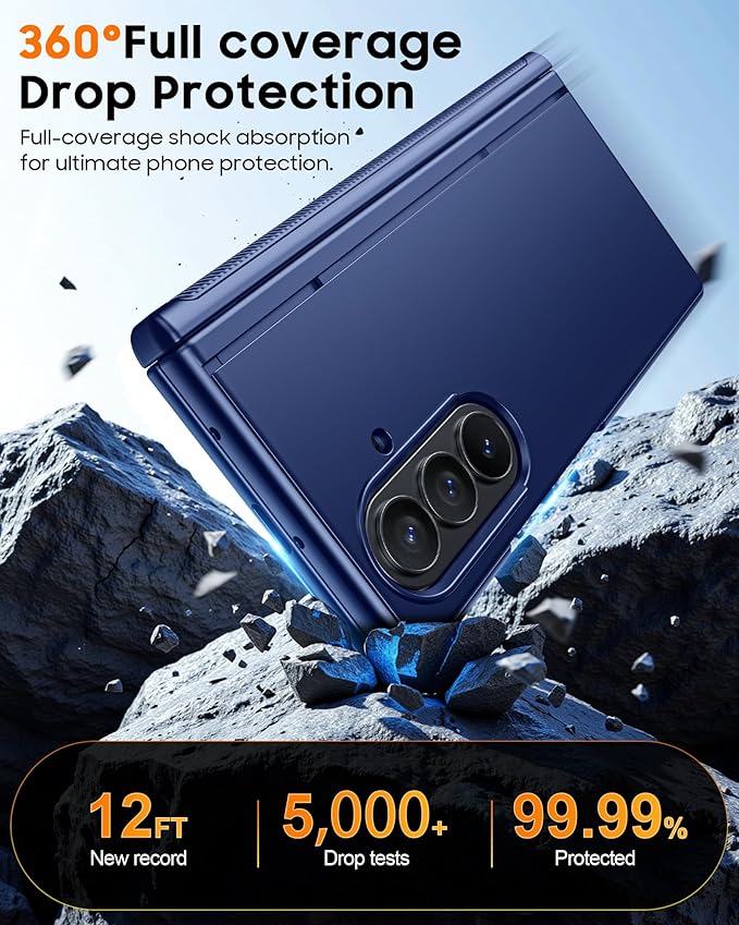 CENMASO Magnetic for Samsung Galaxy Z Fold 7 Case with Stand, Fit for Magsafe, Hinge Protection, Screen Protector, Built-in Hidden Kickstand, Slim Shockproof Phone Case for Galaxy Z Fold 7-Blue