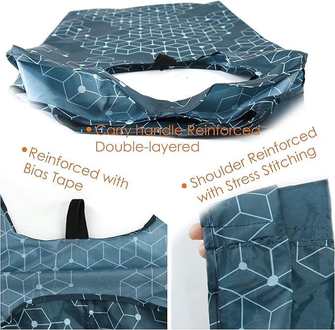 BeeGreen Geometry Reusable Grocery Bags Bulk 6 Packs X-Large, Reusable Shopping Bags Foldable for Groceries, Vegetables, Fruits Watertight Bulk Tote Bags Washable For Women and Men