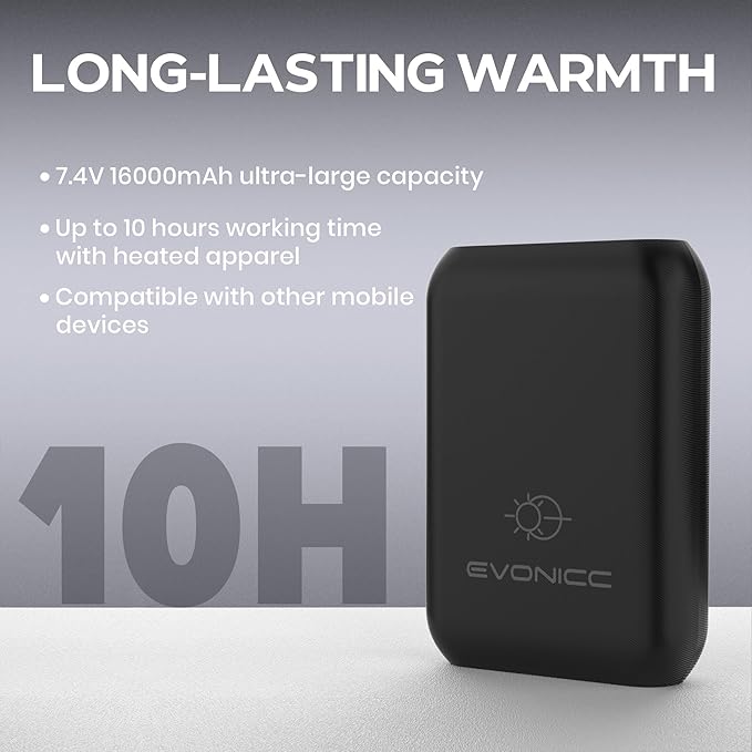 7.4V 16000mAh Battery Pack for Heated Vest with DC/USB-A/USB-C Ports, Portable Rechargeable Power Bank with LED Display, Heated Vest Battery Pack for ORORO Venustas Heated Vest, Jacket, Pants