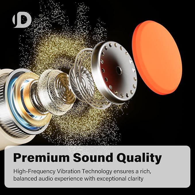 Bone Conduction Headphones, Open Ear Headphones Wireless Earphones, 32GB MP3, 8 Hours Playtime, Bluetooth 5.3, IP68 Waterproof Headphones for Running and Fitness Workout - Beige Orange