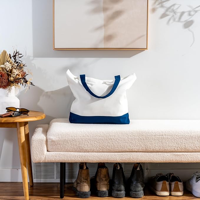 Carrywell |Not Made in China| 6 Pack Cotton Tote Bags, Reusable Grocery Shopping Bag, Durable 13oz Organic Cloth w/Handles