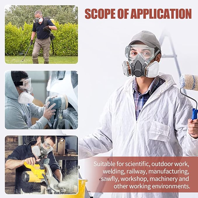 Reusable Respirator Mask - Respirator Mask with Filters, Dust Mask for Spray Paint Chemicals Epoxy Resin