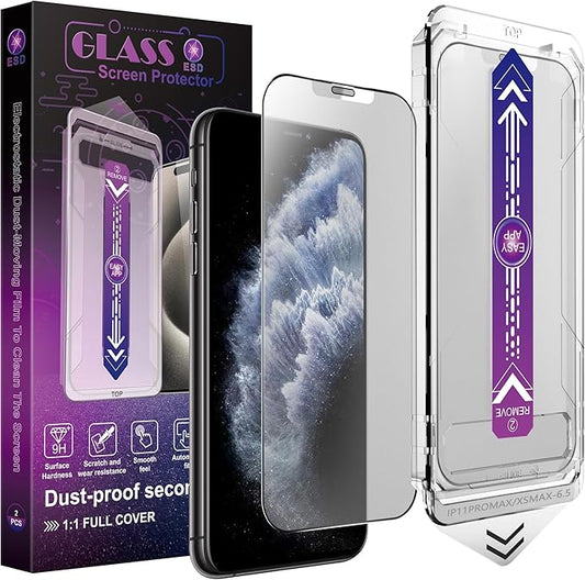 CHISHA 2-Pack Matte Screen Protector for iPhone 11 Pro Max and iPhone Xs Max 6.5-Inch, Auto Dust Removal, No Bubbles, High Definition Clear, Easy Installation