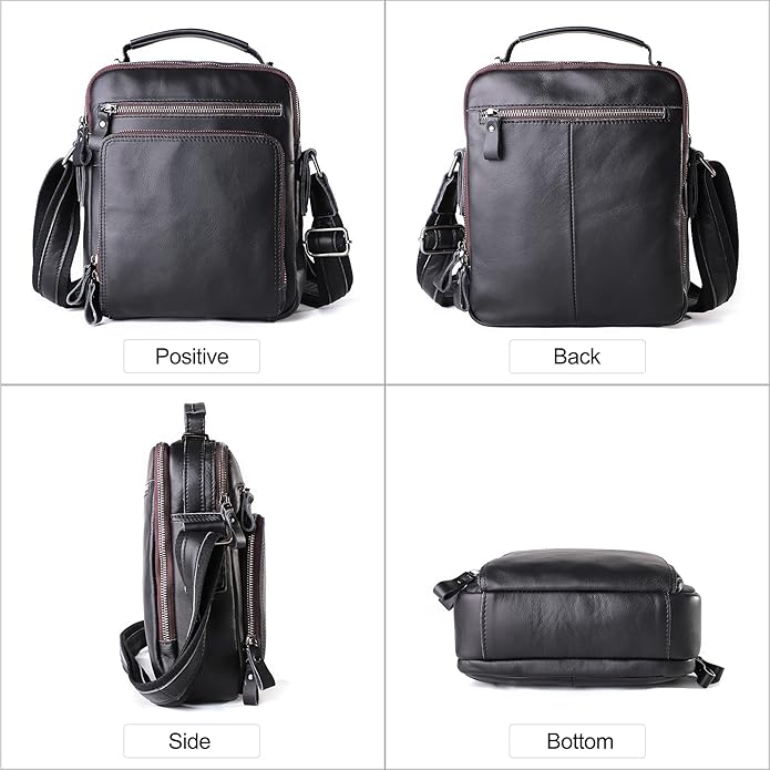 Genuine Leather Small Messenger Bag for Men Vintage Shoulder Crossbody Bags for Work Business Travel