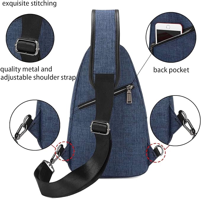 Small Sling Bag Crossbody Backpack Over the Shoulder Bag for Men Women Travel Outdoors, Lightweight Chest Pack (Small, Blue)