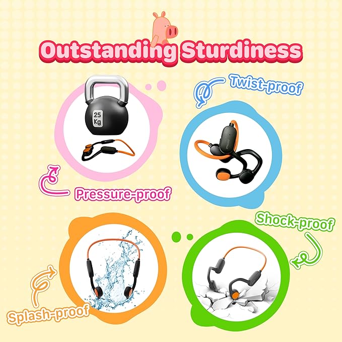 Kids Bluetooth Headphones Wireless Earbuds, Open Ear Headphones for Kids, Internal Mic, IPX5 Waterproof, 30g Lightweight & Robust, Air Conduction Non-in-Ear, 85dB Hearing Protection