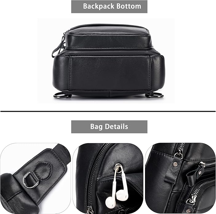 LUKZIJAES Genuine Leather Sling Bag for Men