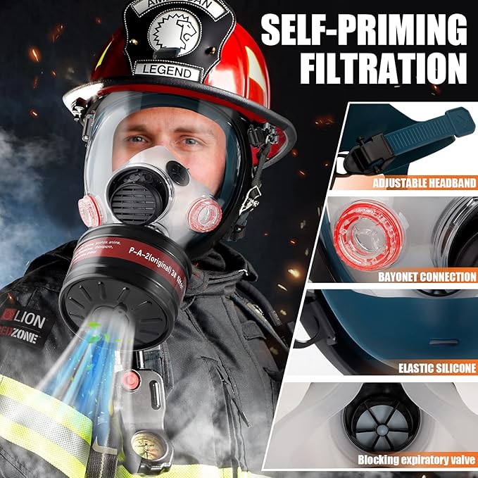Full face Respirator Mask - Gas Masks Survival Nuclear and Chemical with Activated Carbon Filter for Chemical Dust