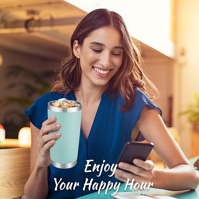 20 oz Tumbler Stainless Steel Tumblers with Lid Double Wall Vacuum Insulated Coffee Mug 20oz Powder Coated Cup for Hot and Cold Drinks, Turquoise, 1 pack