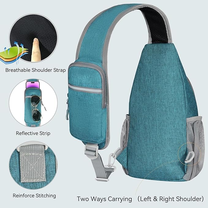 Voova Crossbody Sling Backpack Sling Bag for Men Women, Travel Hiking Chest Bag Daypack, Small over the Shoulder Backpack