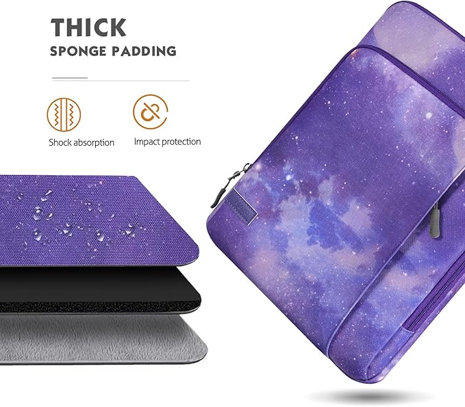 MoKo Laptop Sleeve Bag for 13.3-14 Inch, Notebook Carrying Case with Pocket Fits 13 inch iPad Air M3 2025, MacBook Pro M3/2 14"/13" M2/M1 Max 14.2/Air 13.6, Surface Pro 9/8 13",Purple Starry Sky