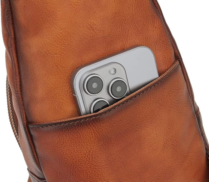 Genuine Leather Sling Bag for Men and Women Chest Pack Purse Crossbody Shoulder Bag Sling Backpack