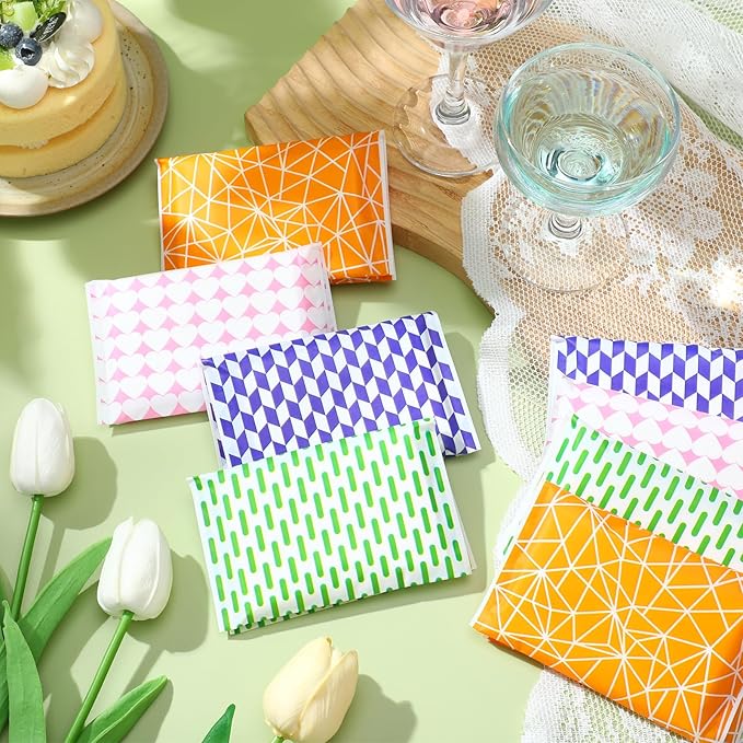 PerKoop 100 Pack Pocket Tissues Travel Slim Packs Small Facial Tissues Wallet Size Toilet Paper for Travel Guest Wedding Supplies, 4 Styles (Irregular Style)