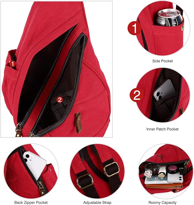 HuxFam Sling Bags for Women Backpack Purse Canvas Crossbody Bags for Women Small Travel Hiking Daypack