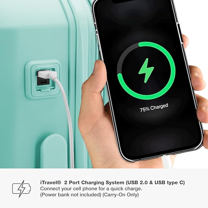 Traveler's Choice Pagosa Indestructible Hardshell Expandable Spinner Luggage, Mint, 2-Piece Set (22/26)