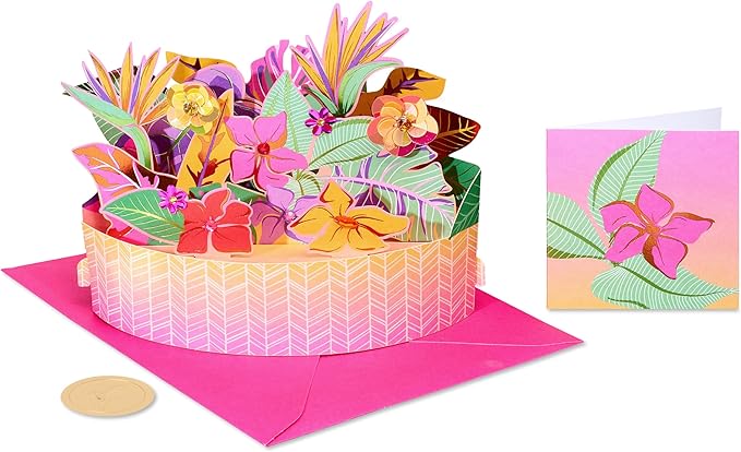 Papyrus Blank Pop-Up Card for Birthdays, Thinking of You and All Occasions (Tropical)