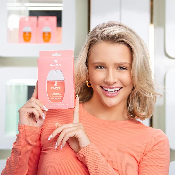 PAMMI Hand Sanitizer Spray Travel Size - Mini Scented Hand Sanitizer Spray Quicky Dry, Pocket Scented Hand Saniztier - 600-Sprays (4 Packs (2 Rose and 2 Guava))