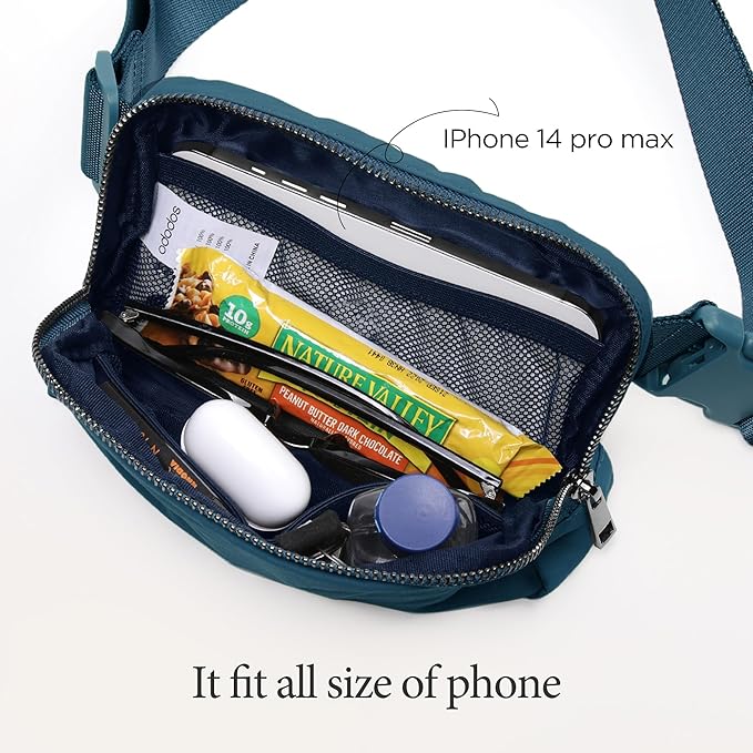 ODODOS Unisex Mini Belt Bag with Adjustable Strap Small Fanny Pack for Workout Running Traveling Hiking, Navy Blue