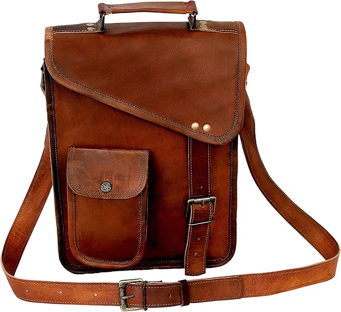 Leather Satchel Tablet Bag Laptop Case Office Briefcase Messenger Gift for Men Computer Distressed Shoulder Bag