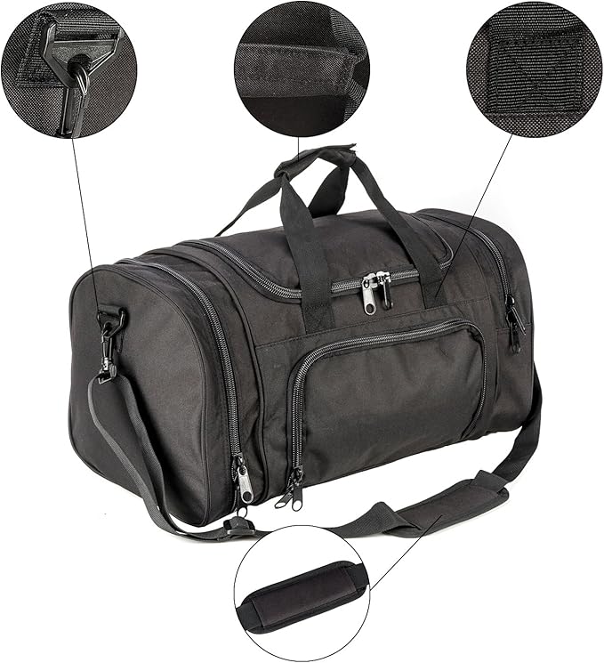 Gym Duffel Bag for Men Sports Duffel Bag with Shoe Compartment (BLACK-Model A)