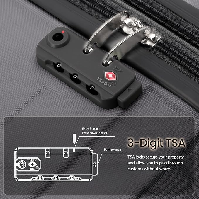 AnyZip Expandable Carry On Luggage, 20 Inch Hard Shell Travel Suitcase,Rolling Lightweight Suitcases with Wheels TSA Lock (Grey)