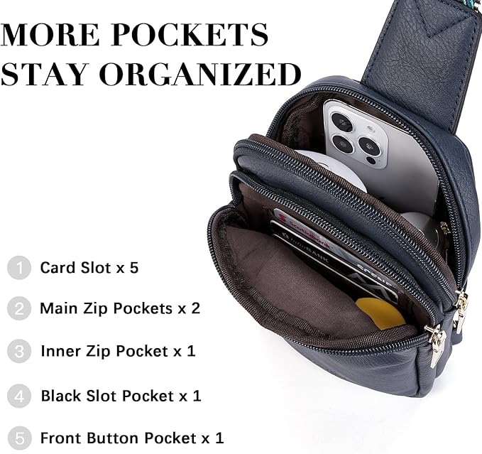 BOSTANTEN Small Sling Bag Crossbody Bags for Women Trendy Crossbody Purse Leather Chest Bag