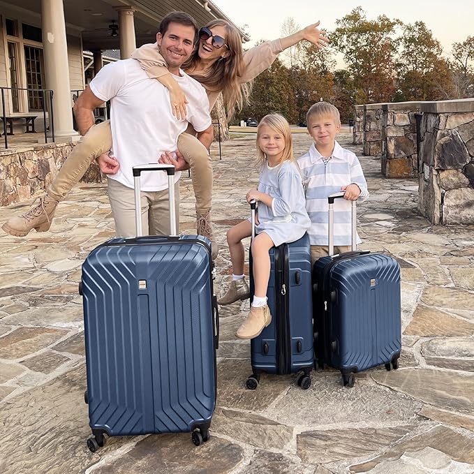 AnyZip Expandable Luggage Sets, 3 Piece Hard Shell Suitcase, Rolling Lightweight Travel Suitcases Sets with Wheels TSA Lock 20 24 28 Inch (Blue)