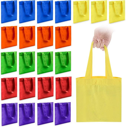 Amylove 24 Pcs Mini Tote Bag Sublimation Blank Canvas Tote Bags Reusable Grocery Luggage DIY Sack Goody for Party Even (8.5 x 8 Inch,Multicolor)