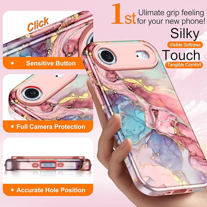 Btscase for iPhone Air Case [Compatible with Magsafe] [Military-Grade Drop Protection] Slim Anti-Scratch Smooth Touch TPU Bumper Shockproof Magnetic Phone Case for Women Girls Men, Rose Gold